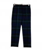 PAUL SMITHポールスミス）の古着「タータンチェックスリムスラックス」｜ネイビー×グリーン