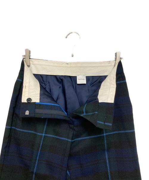 PAUL SMITH（ポールスミス）PAUL SMITH (ポールスミス) タータンチェックスリムスラックス ネイビー×グリーン サイズ:40の古着・服飾アイテム
