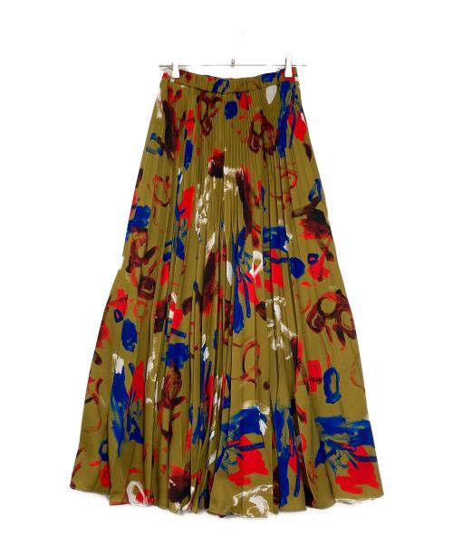 UN3D.（アンスリード）UN3D. (アンスリード) 総柄プリーツワイドパンツ ブラウン×レッド サイズ:36の古着・服飾アイテム