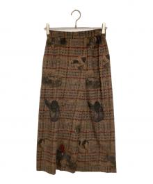 BROOKS BROTHERS（ブルックスブラザーズ）の古着「総柄ウールパジャマスカート」｜ブラウン