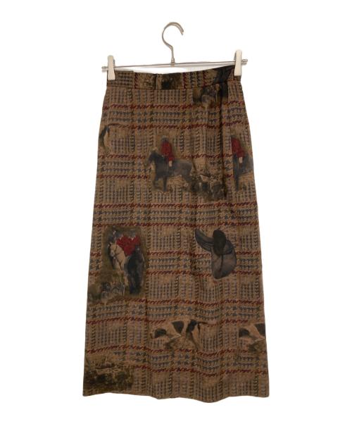 BROOKS BROTHERS（ブルックスブラザーズ）BROOKS BROTHERS (ブルックスブラザーズ) 総柄ウールパジャマスカート ブラウン サイズ:66-92の古着・服飾アイテム
