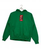 BlackEyePatchブラックアイパッチ）の古着「センター刺繍ロゴ「取扱注意」 パーカー」｜グリーン