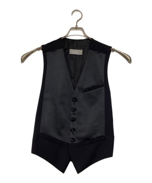 DIOR HOMME（ディオール オム）DIOR HOMME (ディオール オム) サテンコンビネーションベスト ネイビー×ブラック サイズ:44の古着・服飾アイテム