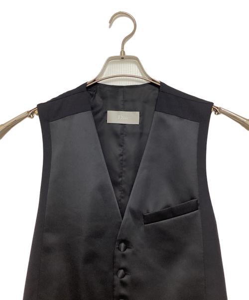 DIOR HOMME（ディオール オム）DIOR HOMME (ディオール オム) サテンコンビネーションベスト ネイビー×ブラック サイズ:44の古着・服飾アイテム