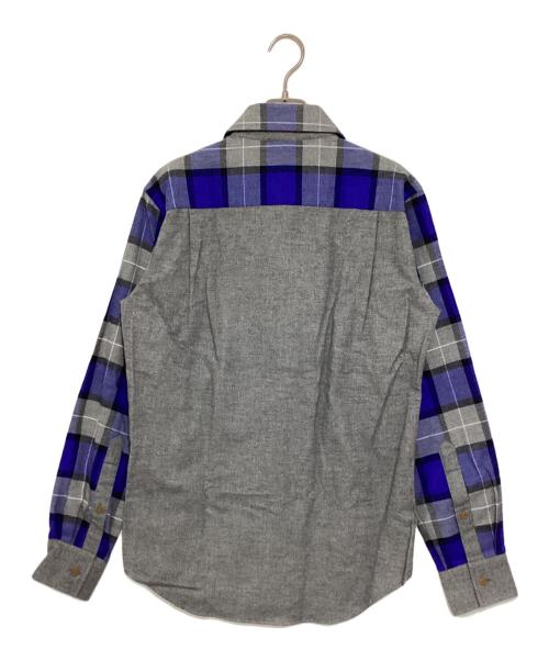 Vivienne Westwood man（ヴィヴィアン ウェストウッド マン）Vivienne Westwood man (ヴィヴィアン ウェストウッド マン) オーブ刺繍チェックシャツ グレー×ブルー サイズ:46の古着・服飾アイテム