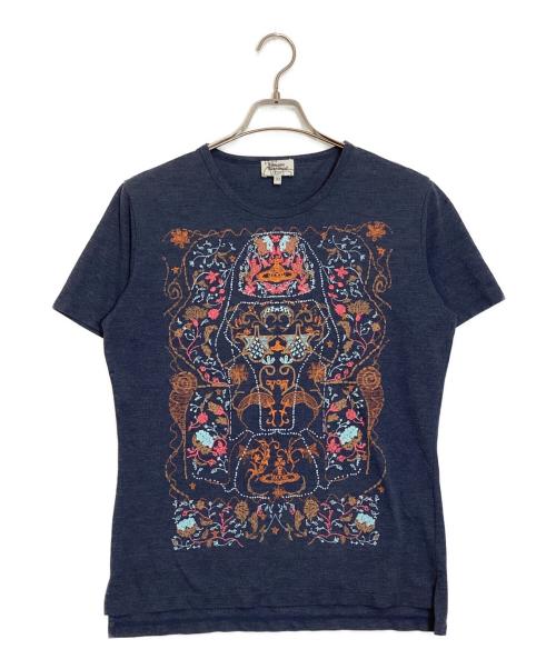 Vivienne Westwood man（ヴィヴィアン ウェストウッド マン）Vivienne Westwood man (ヴィヴィアン ウェストウッド マン) 刺繍カットソー ブルー サイズ:50の古着・服飾アイテム