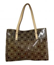 Salvatore Ferragamo（サルヴァトーレ フェラガモ）の古着「ガンチーニ柄PVCハンドバッグ」｜ブラウン