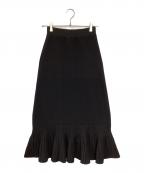 HeRIN.CYEヘリンドットサイ）の古着「Pleated hem knit skirt」｜ブラック