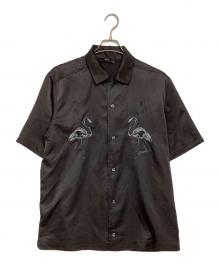 DIESEL（ディーゼル）の古着「サテン刺繍オープンカラーシャツ」｜ブラック