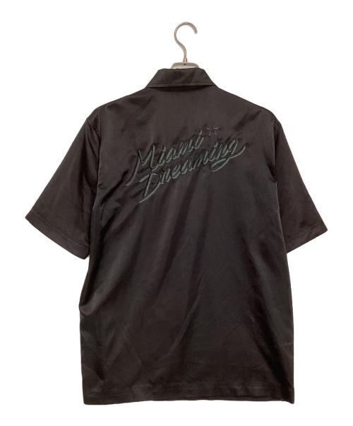 DIESEL（ディーゼル）DIESEL (ディーゼル) サテン刺繍オープンカラーシャツ ブラック サイズ:XLの古着・服飾アイテム