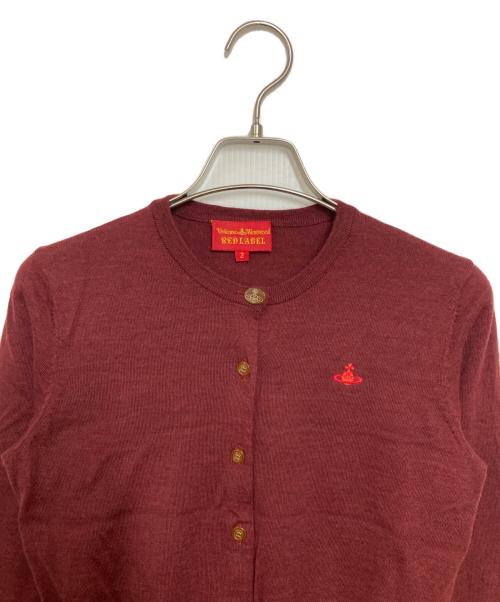 Vivienne Westwood RED LABEL（ヴィヴィアンウエストウッドレッドレーベル）Vivienne Westwood RED LABEL (ヴィヴィアンウエストウッドレッドレーベル) オーブ刺繍ニットカーディガン レッド サイズ:２の古着・服飾アイテム