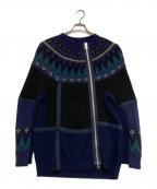 sacaiサカイ）の古着「ニット ライダース ジャケット」｜ネイビー