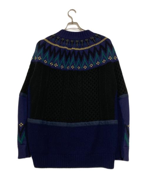 sacai（サカイ）sacai (サカイ) ニット ライダース ジャケット ネイビー サイズ:2の古着・服飾アイテム
