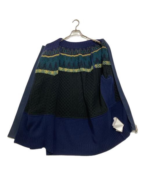 sacai（サカイ）sacai (サカイ) ニット ライダース ジャケット ネイビー サイズ:2の古着・服飾アイテム