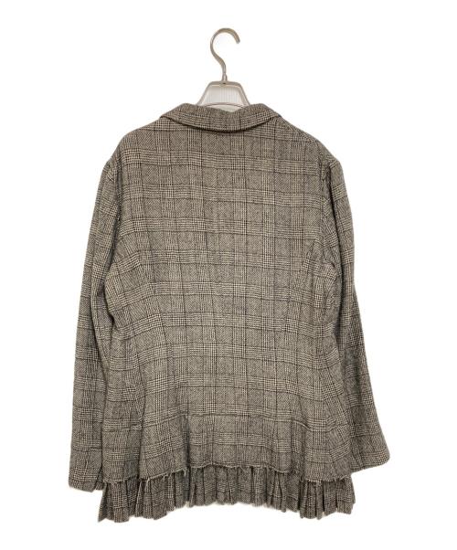yohji yamamoto+noir（ヨウジヤマモトプリュスノアール）yohji yamamoto+noir (ヨウジヤマモトプリュスノアール) チェック柄裾プリーツジャケットセットアップ ブラウン サイズ:不明の古着・服飾アイテム