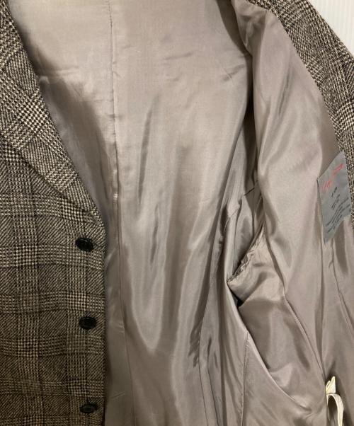 yohji yamamoto+noir（ヨウジヤマモトプリュスノアール）yohji yamamoto+noir (ヨウジヤマモトプリュスノアール) チェック柄裾プリーツジャケットセットアップ ブラウン サイズ:不明の古着・服飾アイテム