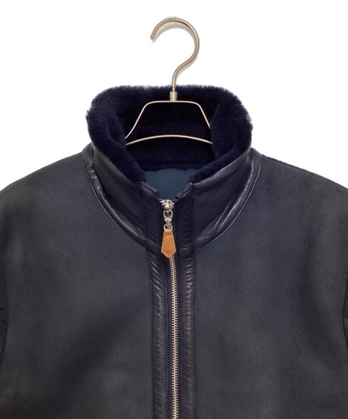 PAPAS PLUS（パパスプラス）PAPAS PLUS (パパスプラス) ムートン切替ダウンジャケット ネイビー サイズ:Mの古着・服飾アイテム