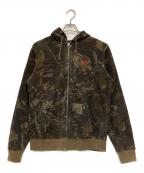 stussyステューシー）の古着「裏サーマルリアルツリージップパーカー」｜カーキ