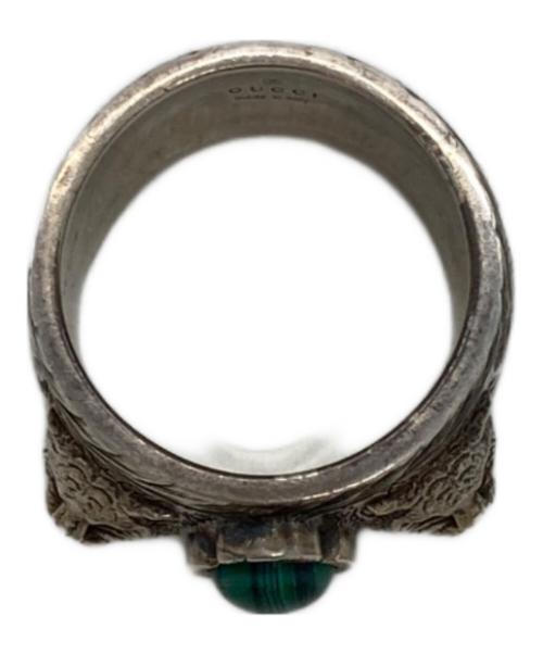 GUCCI（グッチ）GUCCI (グッチ) マラカイト タイガーヘッドリング シルバー×グリーン サイズ:20号（22号刻印）の古着・服飾アイテム