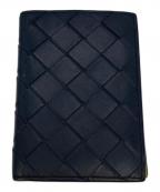 BOTTEGA VENETAボッテガベネタ）の古着「イントレチャートフラップカードケース」｜ネイビー×マスタード