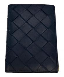 BOTTEGA VENETA（ボッテガベネタ）の古着「イントレチャートフラップカードケース」｜ネイビー×マスタード