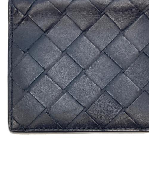 BOTTEGA VENETA（ボッテガベネタ）BOTTEGA VENETA (ボッテガベネタ) イントレチャートフラップカードケース ネイビー×マスタードの古着・服飾アイテム