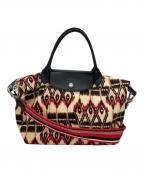 LONGCHAMPロンシャン）の古着「2WAYバッグ」｜アイボリー×レッド