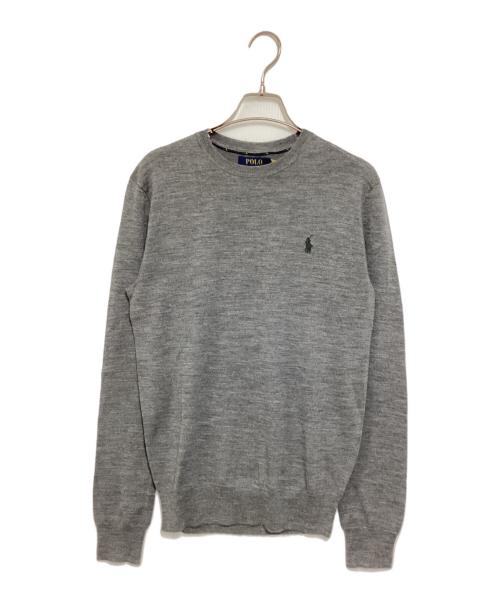 POLO RALPH LAUREN（ポロ・ラルフローレン）POLO RALPH LAUREN (ポロ・ラルフローレン) ロゴ刺繍ニット グレー サイズ:XSの古着・服飾アイテム