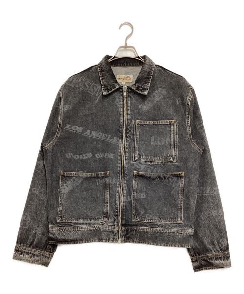 stussy（ステューシー）stussy (ステューシー) WORLDWIDE ZIP WORK JACKETデニムジャケット ブラック サイズ:Mの古着・服飾アイテム