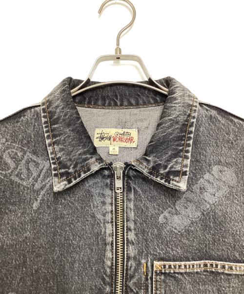 stussy（ステューシー）stussy (ステューシー) WORLDWIDE ZIP WORK JACKETデニムジャケット ブラック サイズ:Mの古着・服飾アイテム