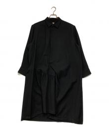 COMME des GARCONS（コムデギャルソン）の古着「ウエストギャザー変形ウールワンピース」｜ブラック