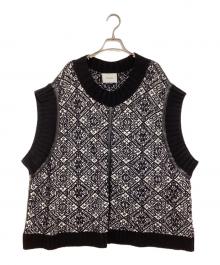 IROQUOIS（イロコイ）の古着「5G FAIR ISLE JQ KNIT VEST」｜ブラック