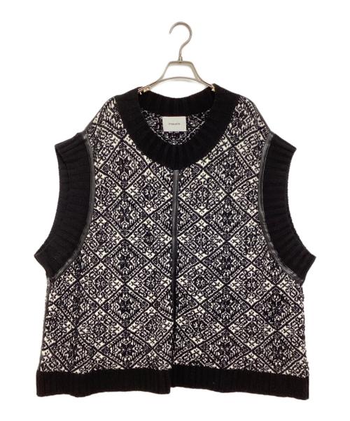 IROQUOIS（イロコイ）IROQUOIS (イロコイ) 5G FAIR ISLE JQ KNIT VEST ブラック サイズ:34の古着・服飾アイテム