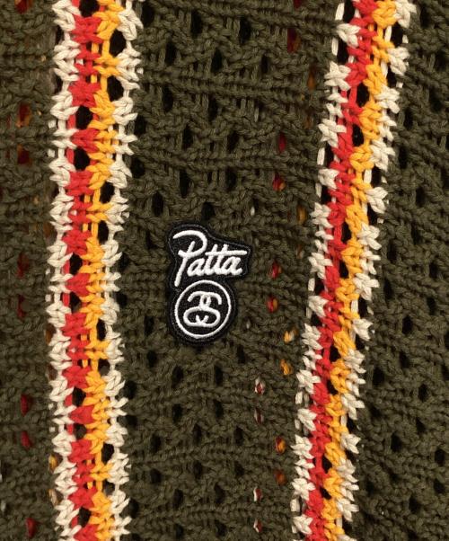 stussy（ステューシー）stussy (ステューシー) Patta (パタ) Loose Gauge Crewneck Sweater ブラウン×オレンジ×レッド サイズ:Lの古着・服飾アイテム