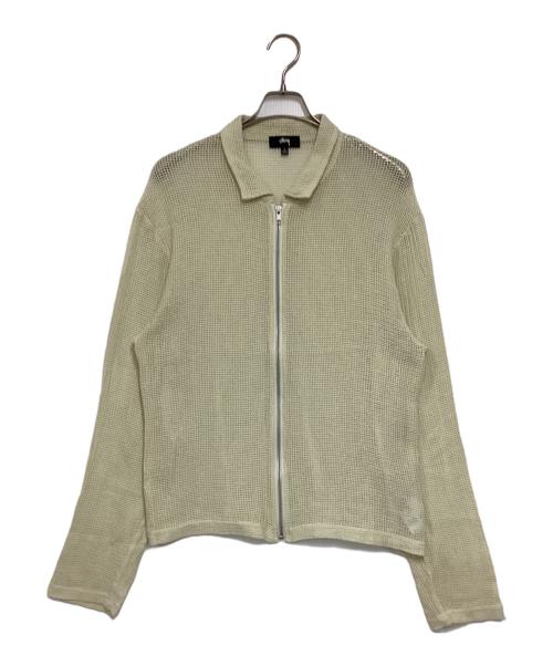 stussy（ステューシー）stussy (ステューシー) COTTON MESH ZIP LS SHIRT イエロー サイズ:Ｌの古着・服飾アイテム