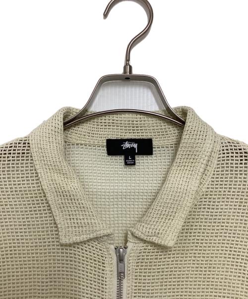 stussy（ステューシー）stussy (ステューシー) COTTON MESH ZIP LS SHIRT イエロー サイズ:Ｌの古着・服飾アイテム