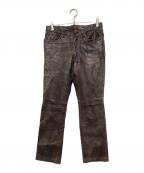 DOMON HOMMEドモンオム）の古着「クレイジーパターンパッチワークレザーパンツ」｜ブラウン