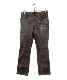 DOMON HOMME（ドモンオム）の古着「クレイジーパターンパッチワークレザーパンツ」｜ブラウン