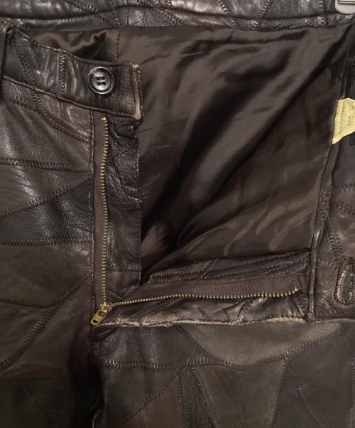 DOMON HOMME（ドモンオム）DOMON HOMME (ドモンオム) クレイジーパターンパッチワークレザーパンツ ブラウン サイズ:Lの古着・服飾アイテム