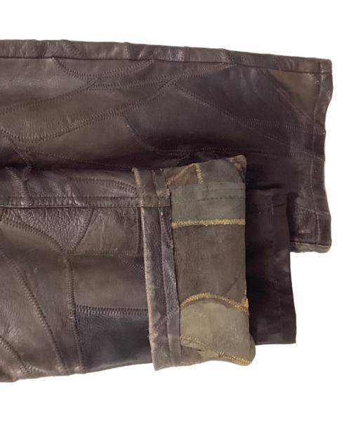 DOMON HOMME（ドモンオム）DOMON HOMME (ドモンオム) クレイジーパターンパッチワークレザーパンツ ブラウン サイズ:Lの古着・服飾アイテム