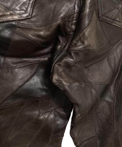 DOMON HOMME（ドモンオム）DOMON HOMME (ドモンオム) クレイジーパターンパッチワークレザーパンツ ブラウン サイズ:Lの古着・服飾アイテム
