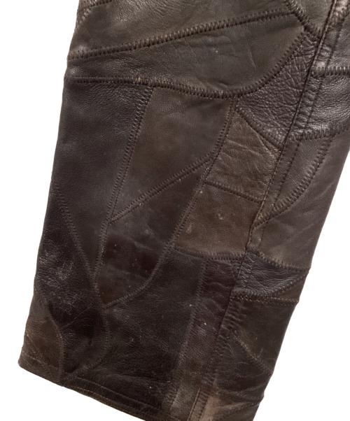DOMON HOMME（ドモンオム）DOMON HOMME (ドモンオム) クレイジーパターンパッチワークレザーパンツ ブラウン サイズ:Lの古着・服飾アイテム