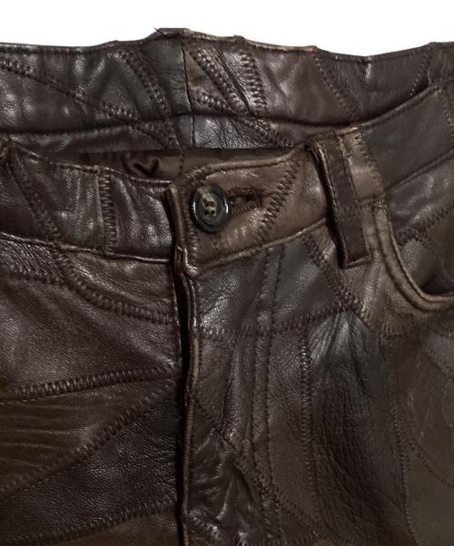 DOMON HOMME（ドモンオム）DOMON HOMME (ドモンオム) クレイジーパターンパッチワークレザーパンツ ブラウン サイズ:Lの古着・服飾アイテム