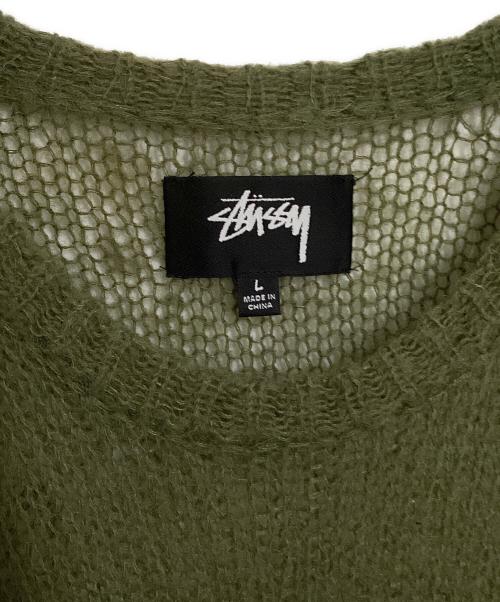 stussy（ステューシー）stussy (ステューシー) Loose Knit Logo Sweater カーキ サイズ:Lの古着・服飾アイテム