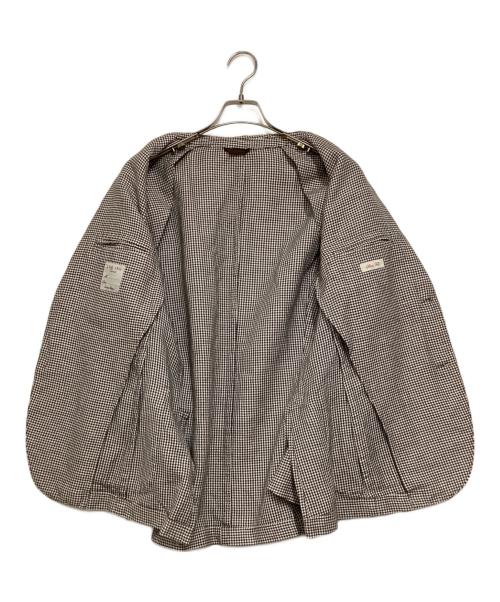 L.B.M.1911（エルビーエム1911）L.B.M.1911 (エルビーエム1911) リネン混千鳥格子テーラードジャケット ブラウン×ホワイト サイズ:48の古着・服飾アイテム