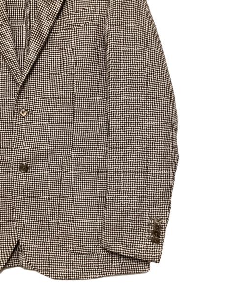 L.B.M.1911（エルビーエム1911）L.B.M.1911 (エルビーエム1911) リネン混千鳥格子テーラードジャケット ブラウン×ホワイト サイズ:48の古着・服飾アイテム