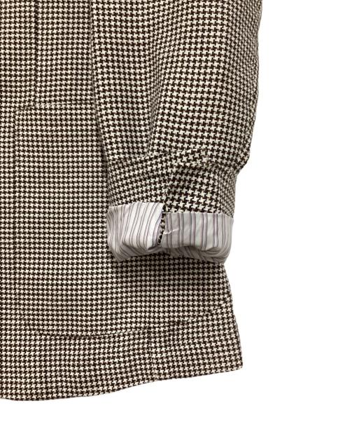 L.B.M.1911（エルビーエム1911）L.B.M.1911 (エルビーエム1911) リネン混千鳥格子テーラードジャケット ブラウン×ホワイト サイズ:48の古着・服飾アイテム