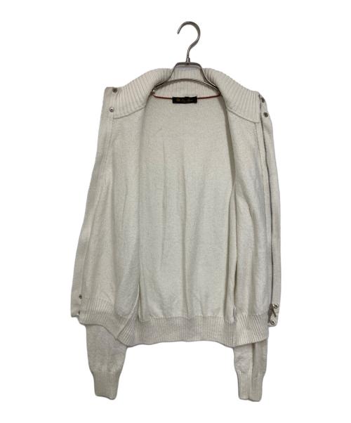 LORO PIANA（ロロピアーナ）LORO PIANA (ロロピアーナ) ジップアップ比翼コットンニットジャケット ホワイト サイズ:46の古着・服飾アイテム