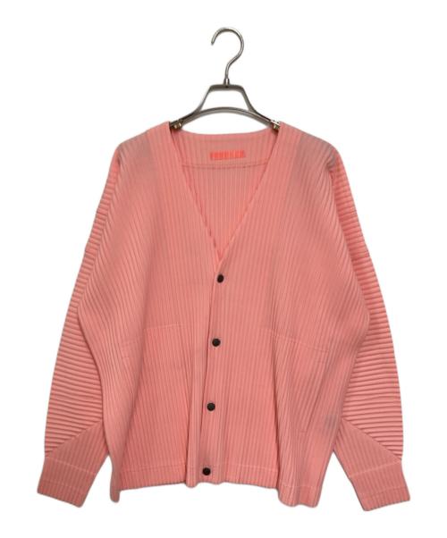 HOMME PLISSE ISSEY MIYAKE（オム プリッセ イッセイ ミヤケ）HOMME PLISSE ISSEY MIYAKE (オム プリッセ イッセイ ミヤケ) Vネックプリーツカーディガン ピンク サイズ:2の古着・服飾アイテム