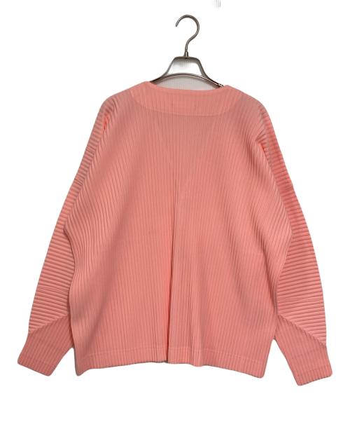 HOMME PLISSE ISSEY MIYAKE（オム プリッセ イッセイ ミヤケ）HOMME PLISSE ISSEY MIYAKE (オム プリッセ イッセイ ミヤケ) Vネックプリーツカーディガン ピンク サイズ:2の古着・服飾アイテム